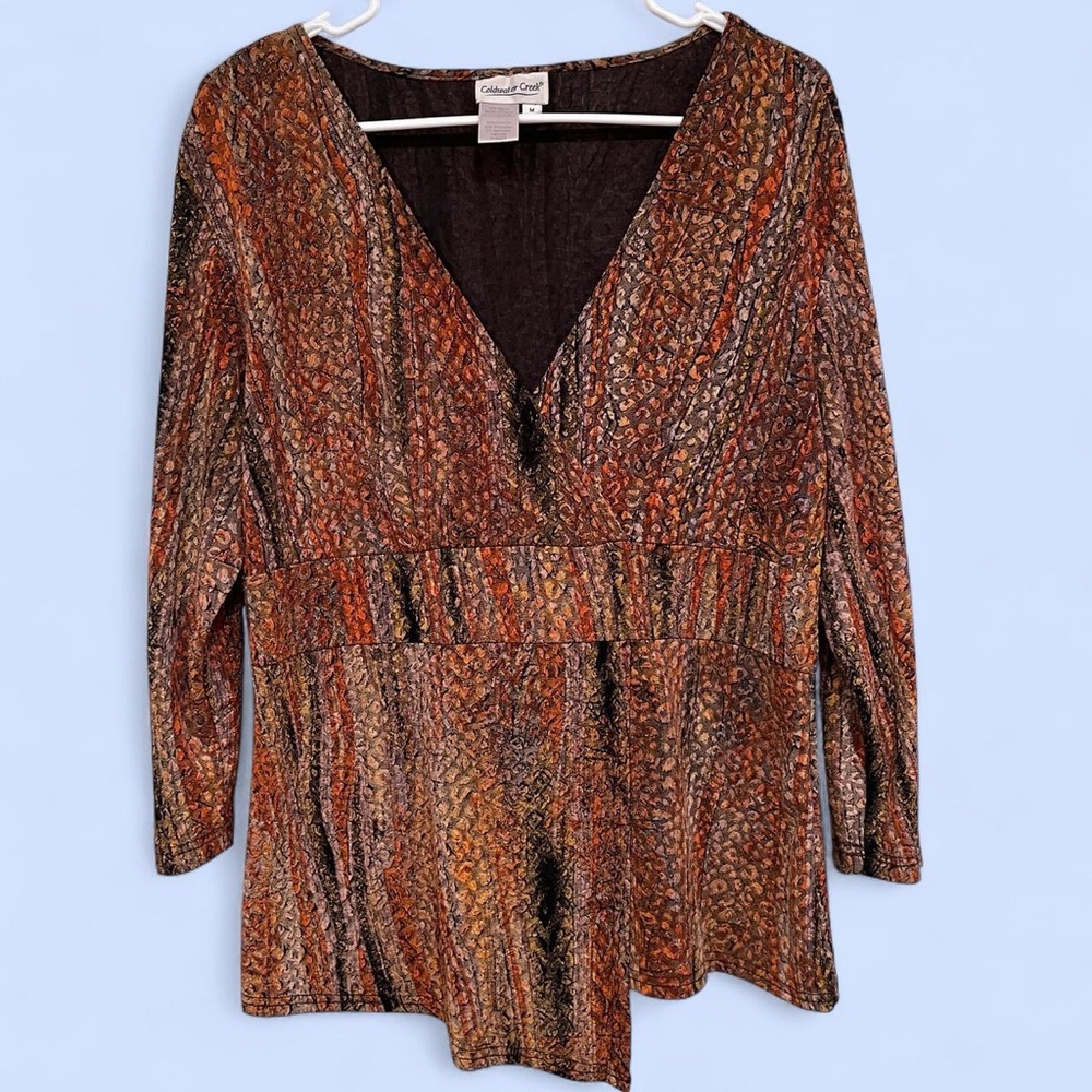 Coldwater Creek Brown and Black V-Neck Blouse